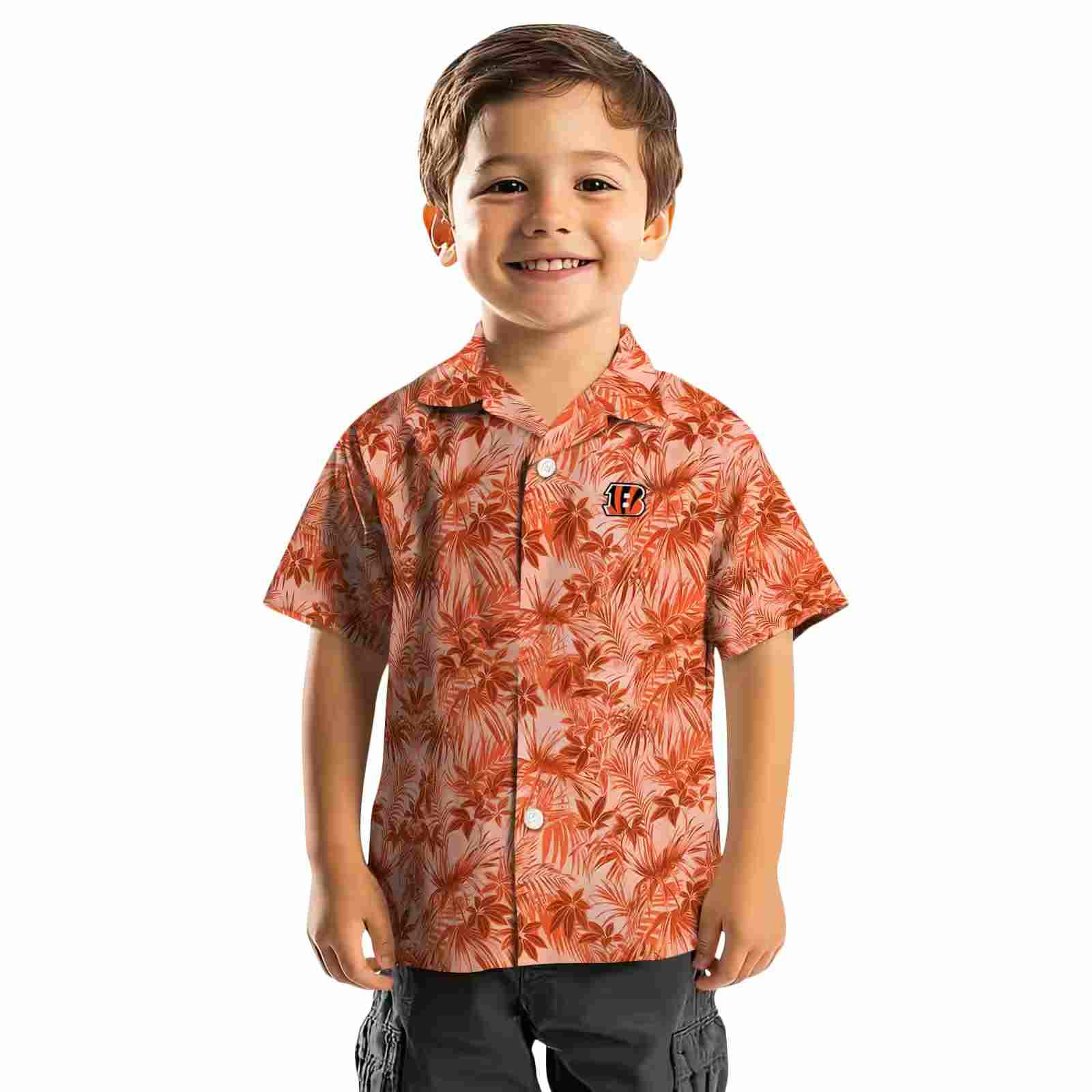 cincinnati bengals leafy pattern orange hawaiian shirt top rated