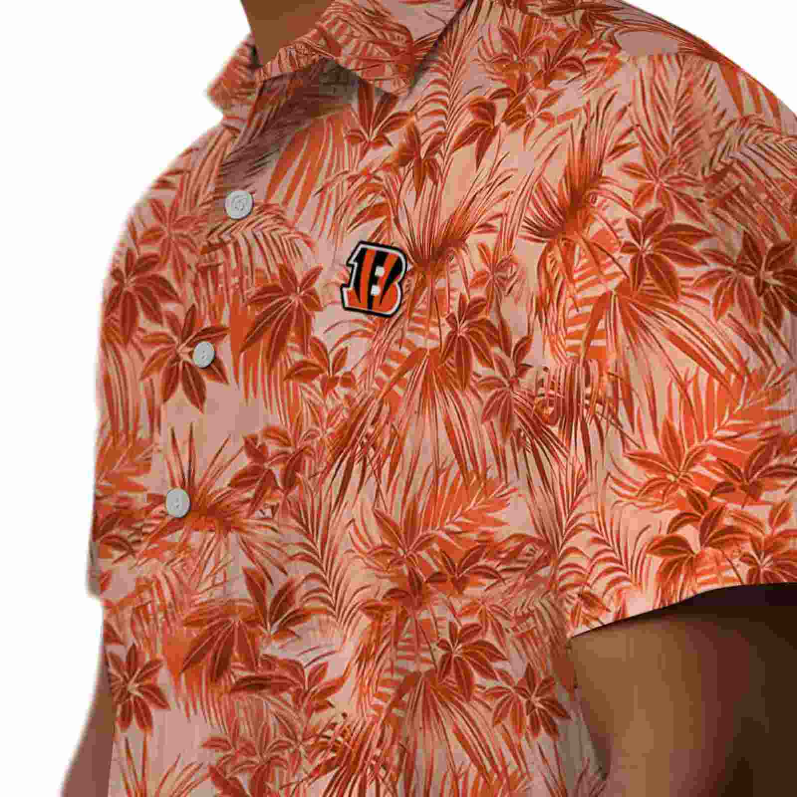 cincinnati bengals leafy pattern orange hawaiian shirt trendy