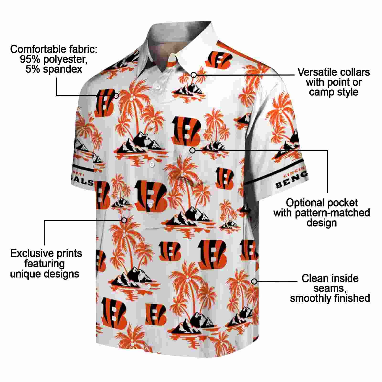 cincinnati bengals palm island print orange white hawaiian shirt new arrival