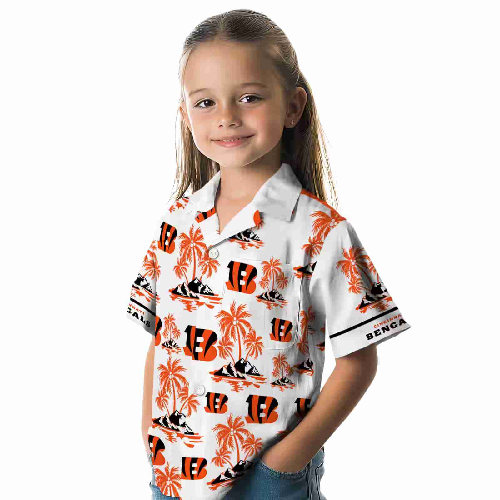 cincinnati bengals palm island print orange white hawaiian shirt premium grade