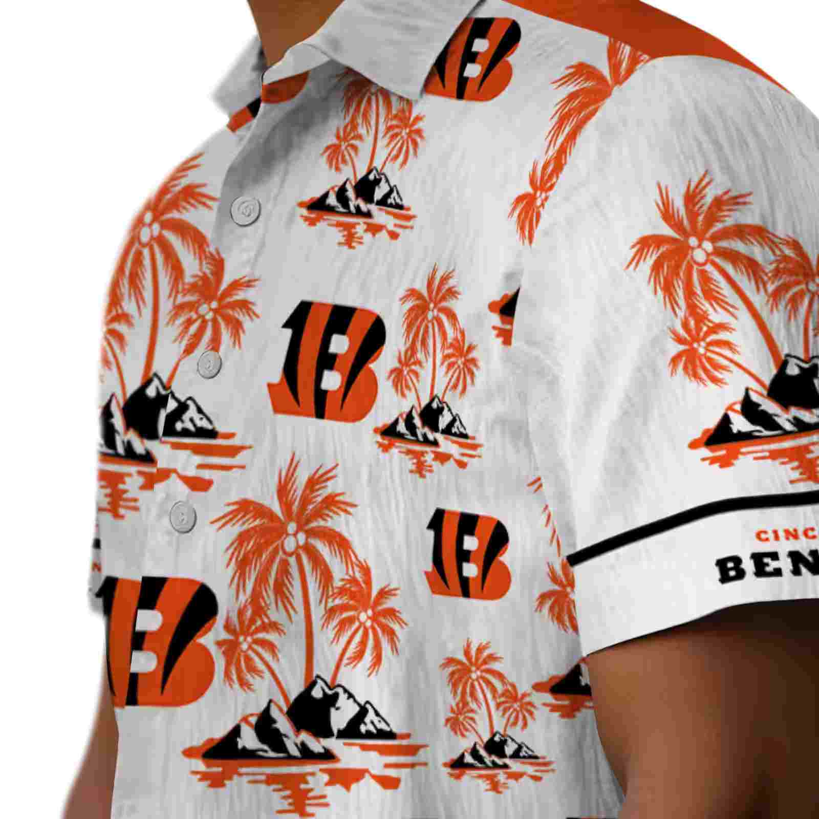 cincinnati bengals palm island print orange white hawaiian shirt trendy