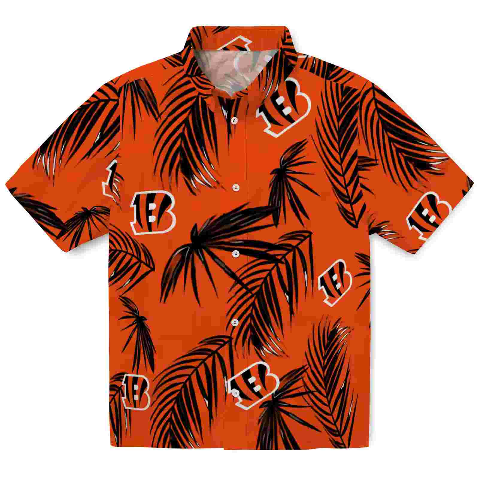 Cincinnati Bengals Palm Leaf Orange Hawaiian Shirt