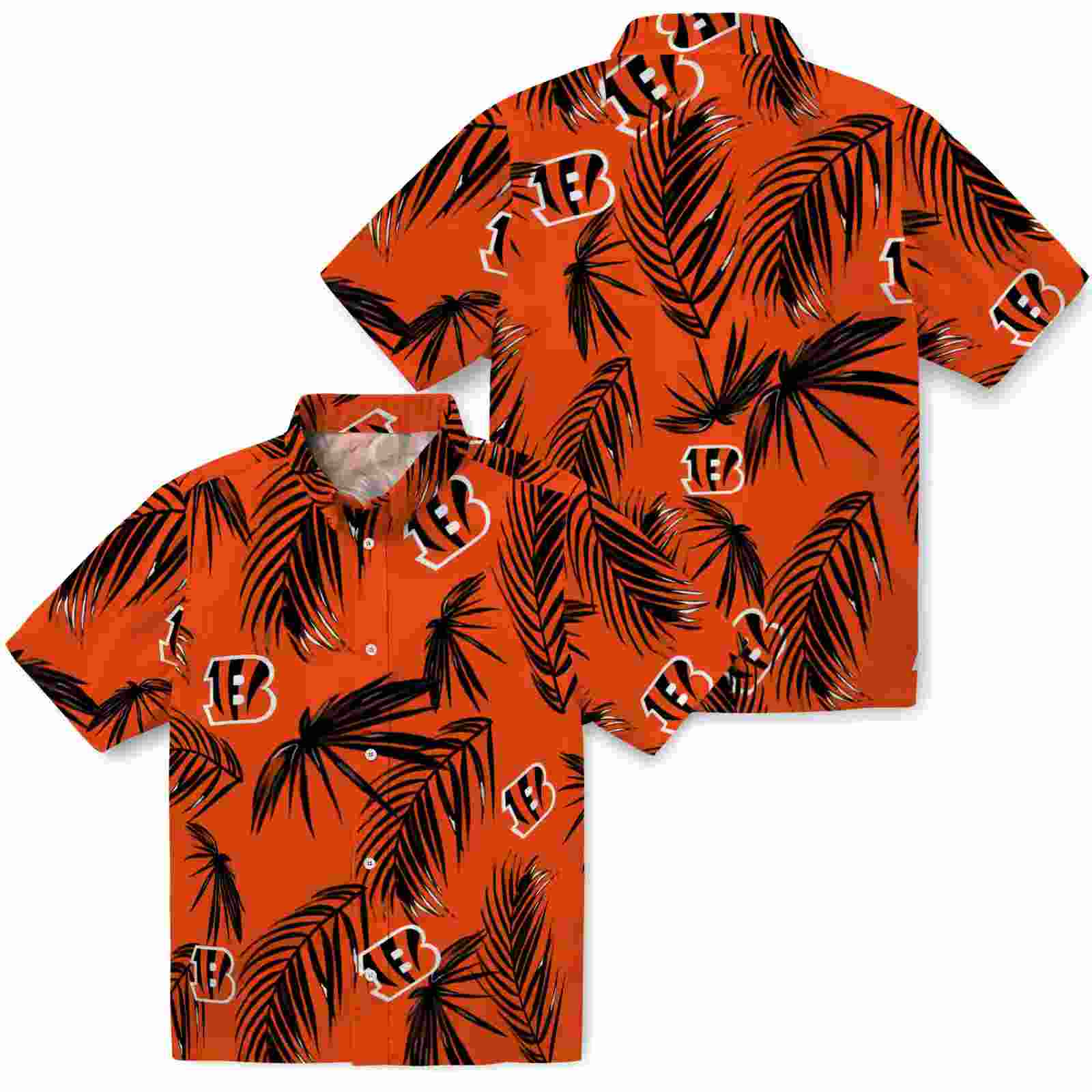 cincinnati bengals palm leaf orange hawaiian shirt high quality