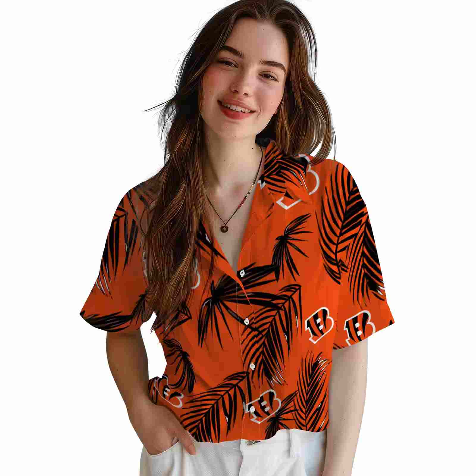 cincinnati bengals palm leaf orange hawaiian shirt latest model