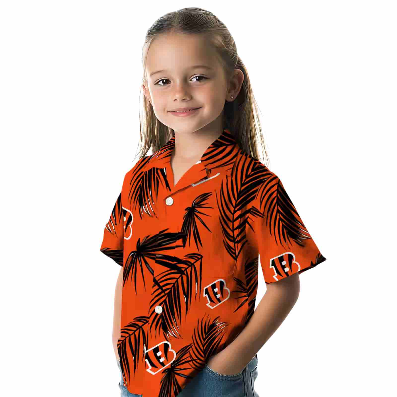 cincinnati bengals palm leaf orange hawaiian shirt premium grade