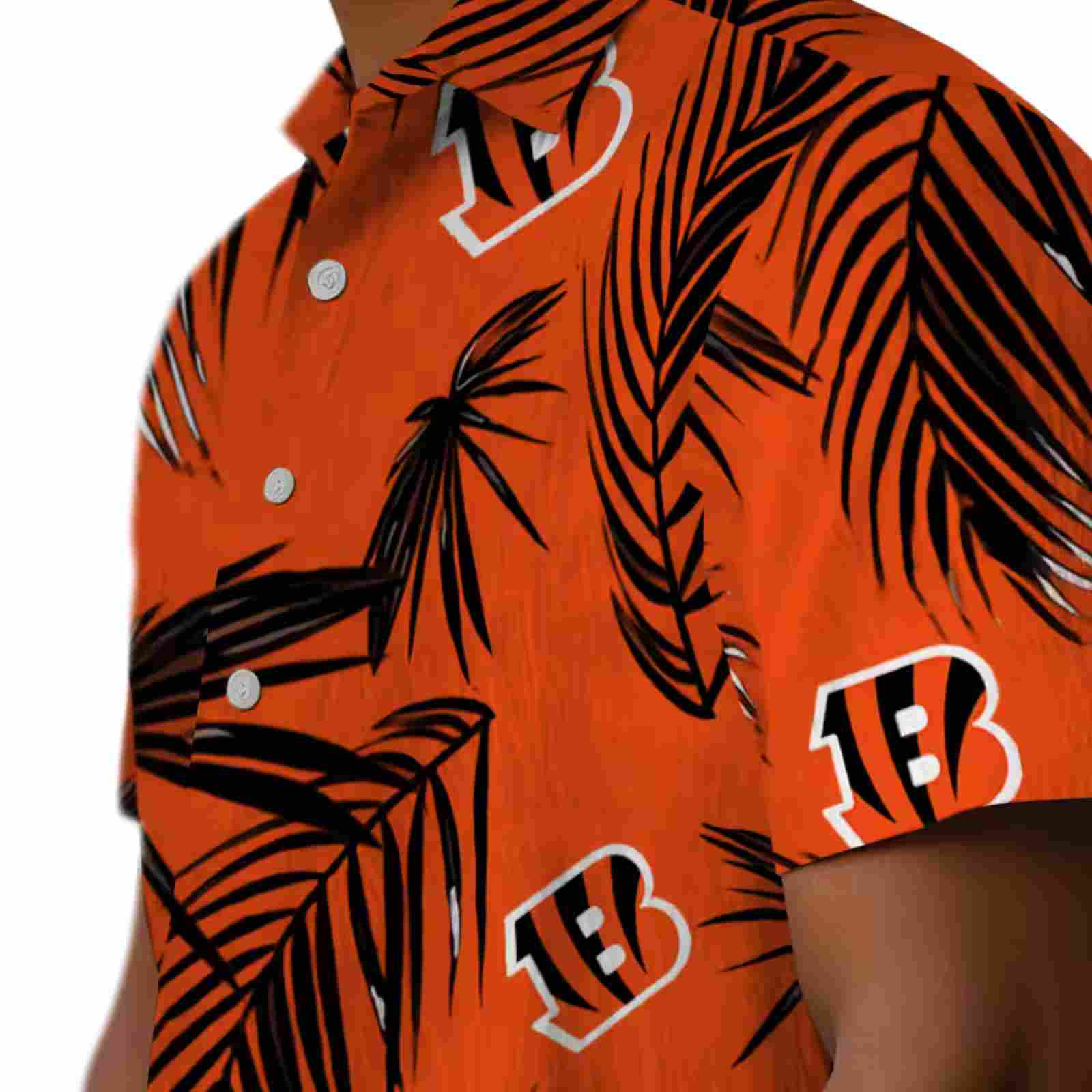 cincinnati bengals palm leaf orange hawaiian shirt trendy