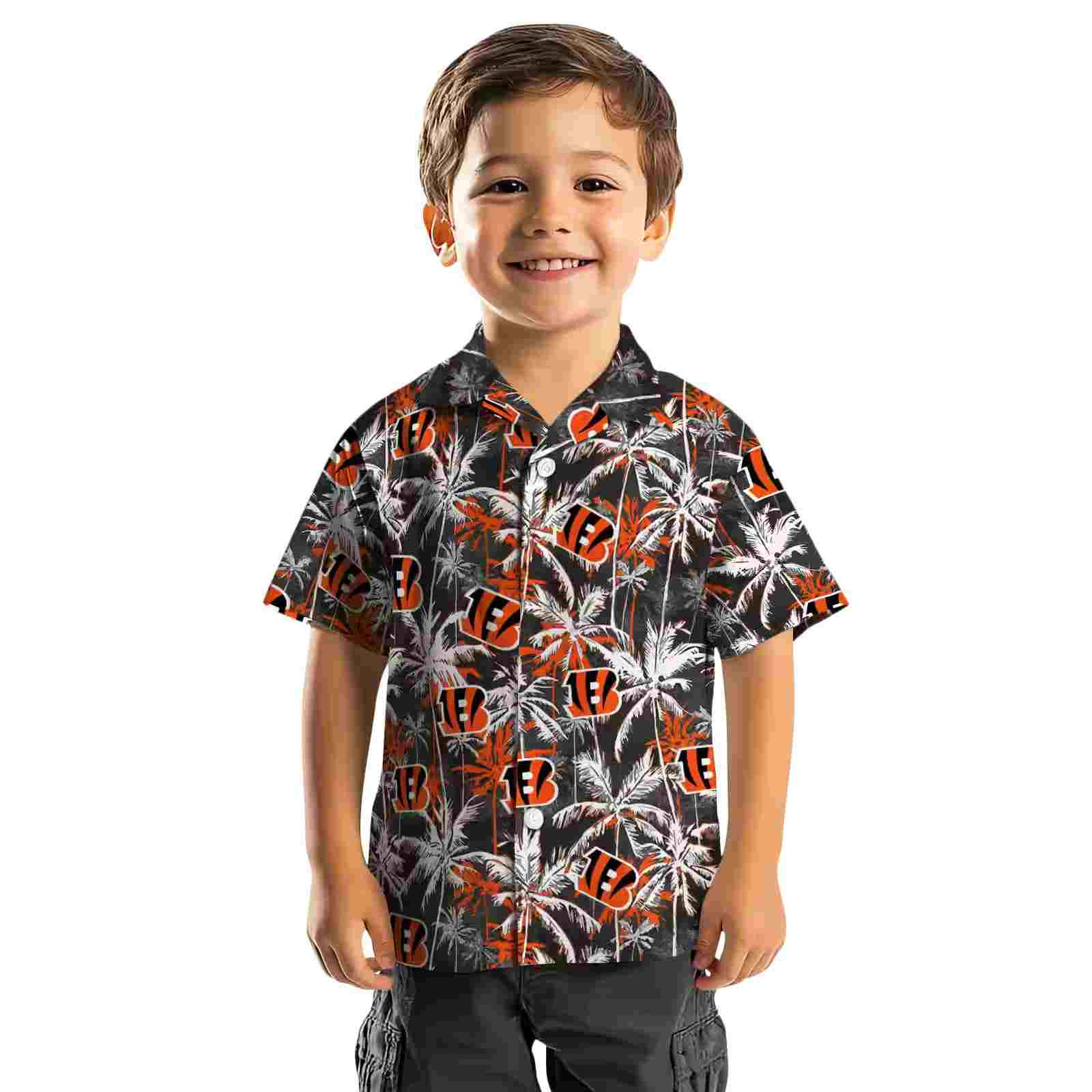 cincinnati bengals palm pattern orange black hawaiian shirt top rated