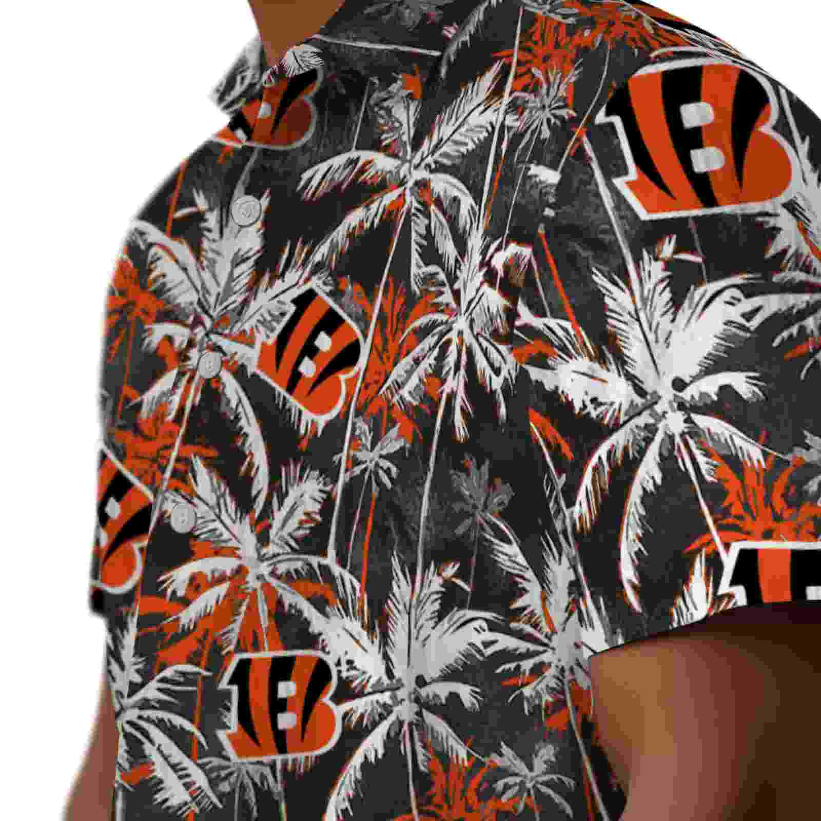 cincinnati bengals palm pattern orange black hawaiian shirt trendy