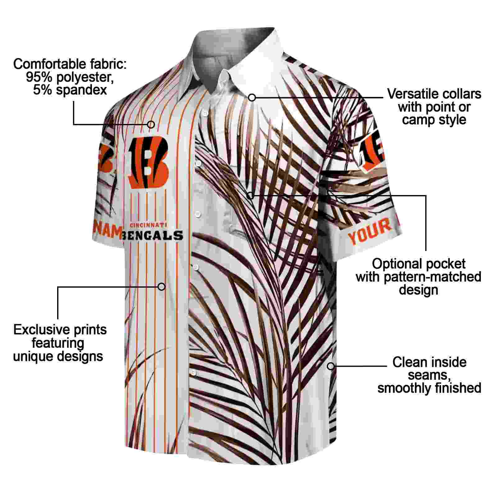 cincinnati bengals palm stripes orange black white hawaiian shirt new arrival