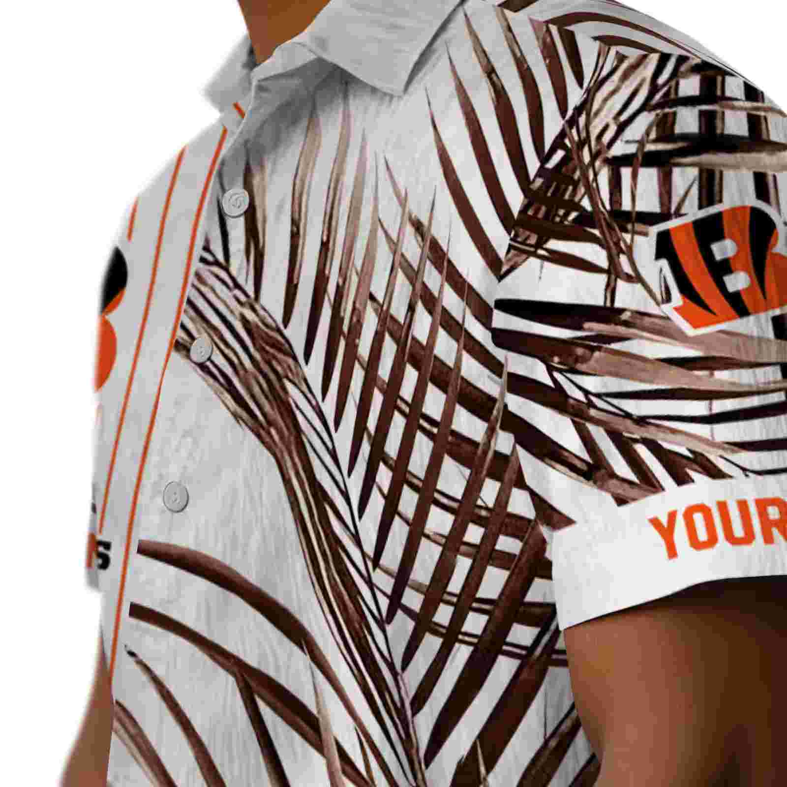 cincinnati bengals palm stripes orange black white hawaiian shirt trendy