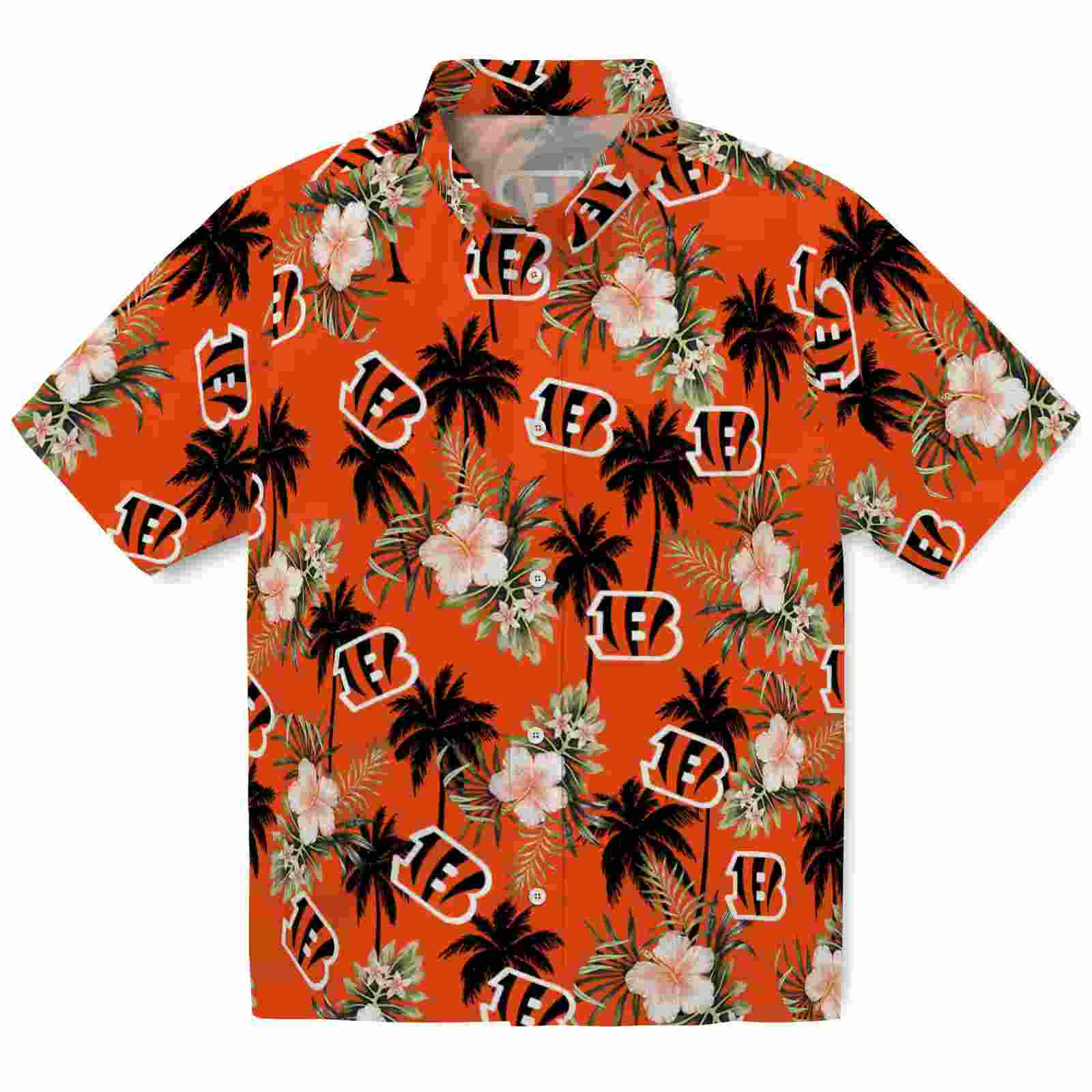 Cincinnati Bengals Palm Tree Flower Orange Hawaiian Shirt