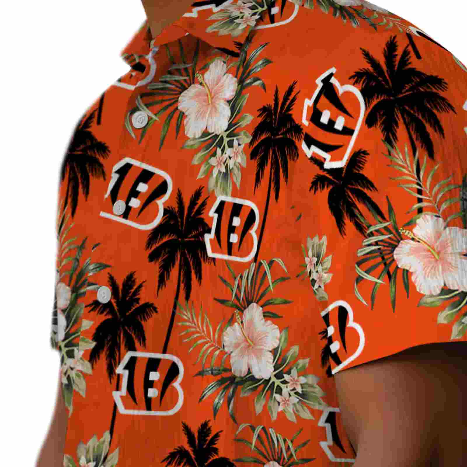 cincinnati bengals palm tree flower orange hawaiian shirt trendy