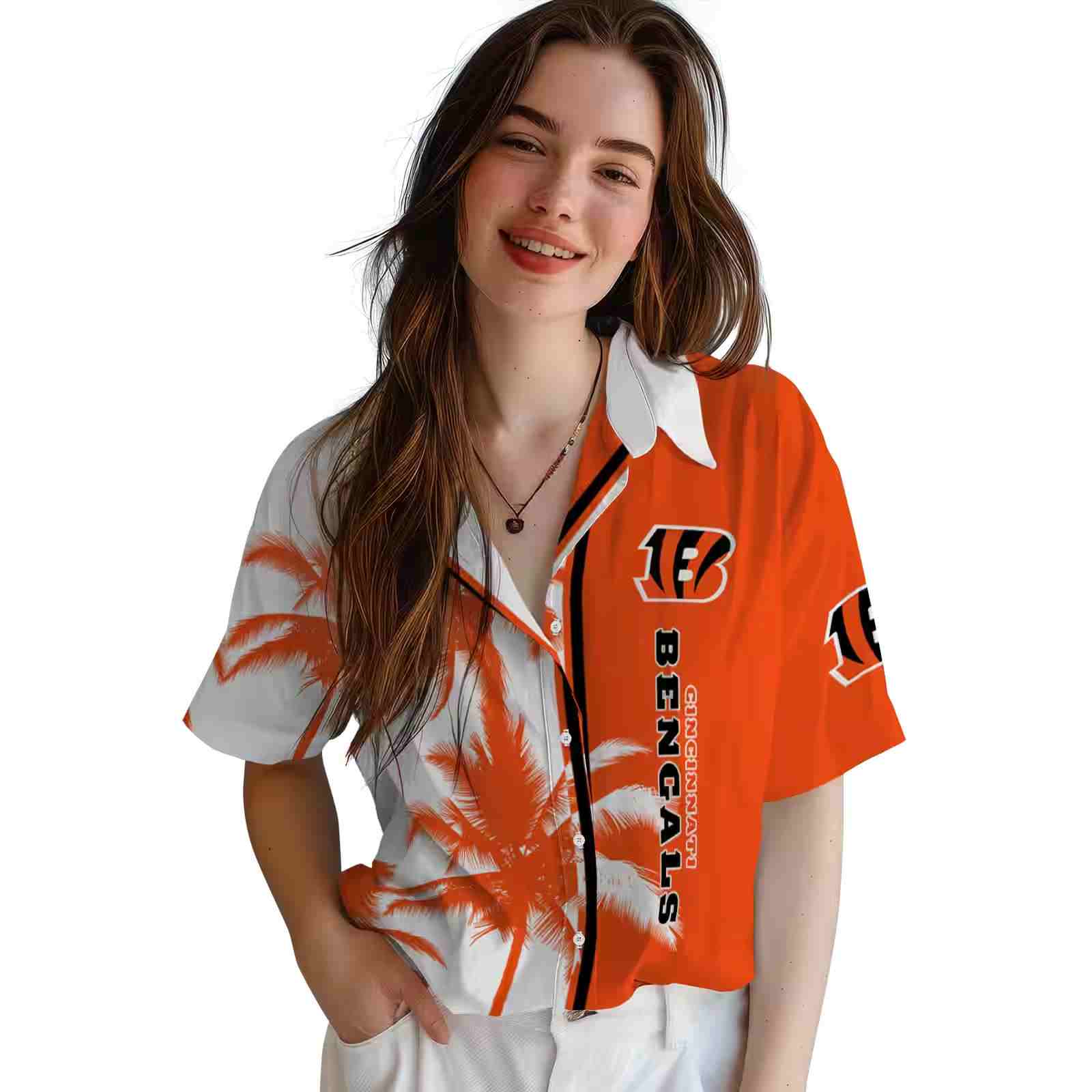 cincinnati bengals palm trees orange white hawaiian shirt latest model