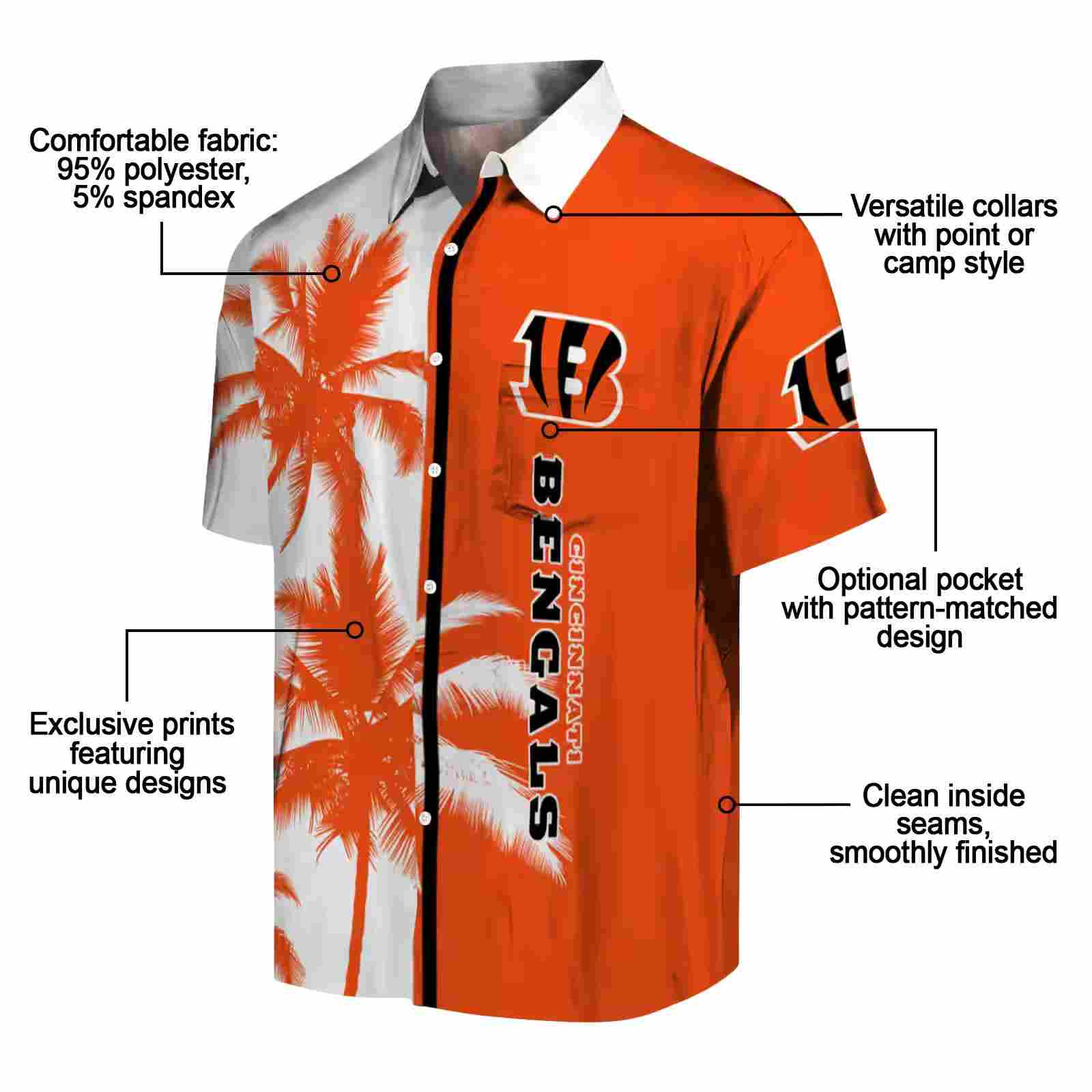 cincinnati bengals palm trees orange white hawaiian shirt new arrival