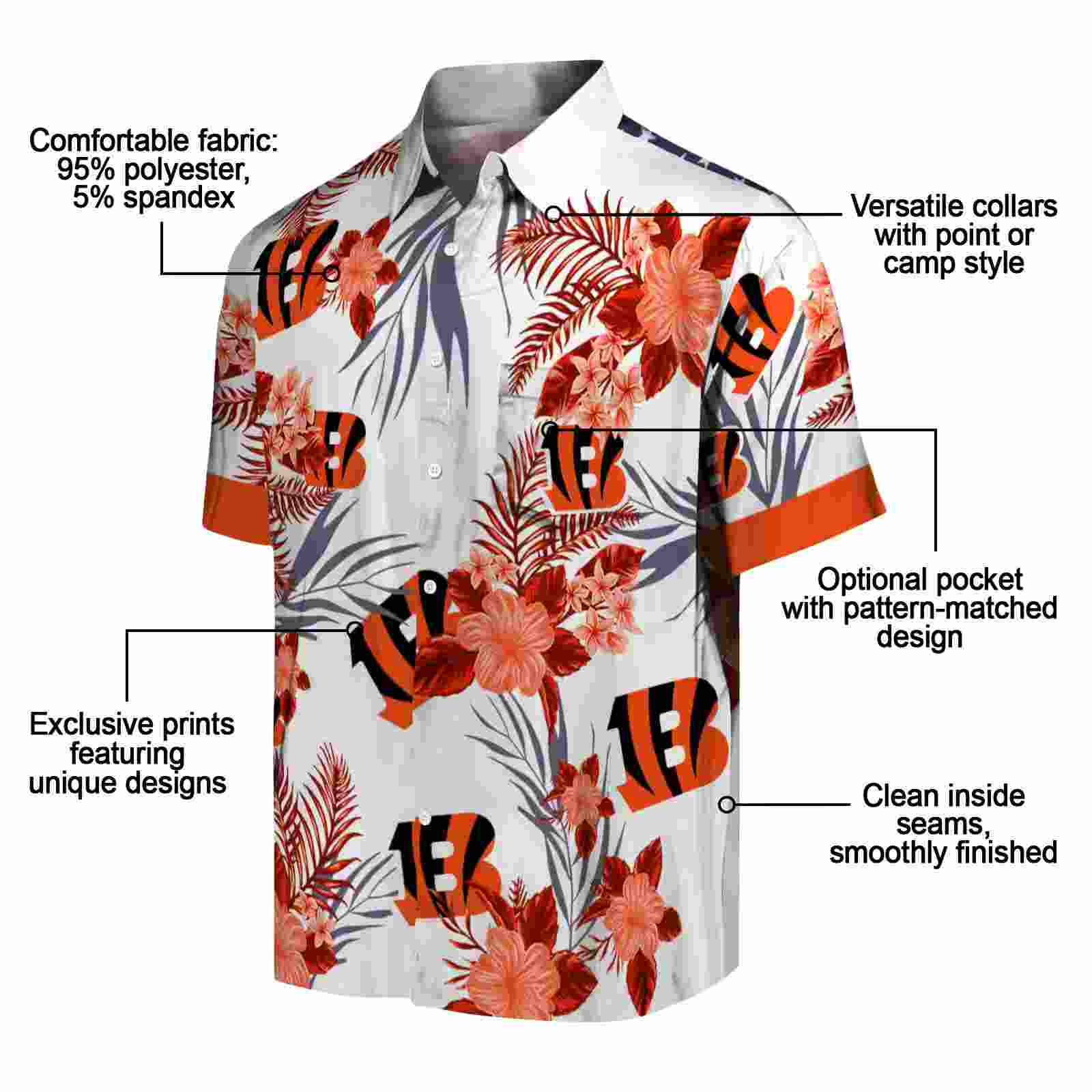 cincinnati bengals patriotic hibiscus design orange white hawaiian shirt new arrival