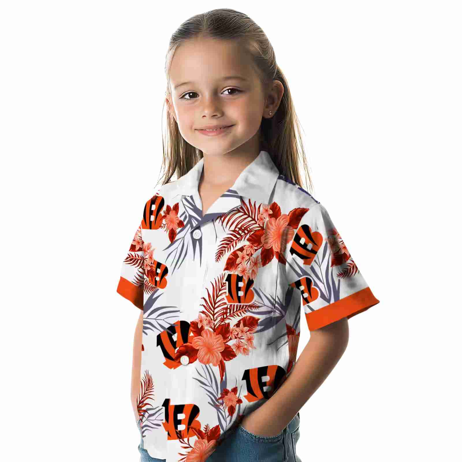 cincinnati bengals patriotic hibiscus design orange white hawaiian shirt premium grade