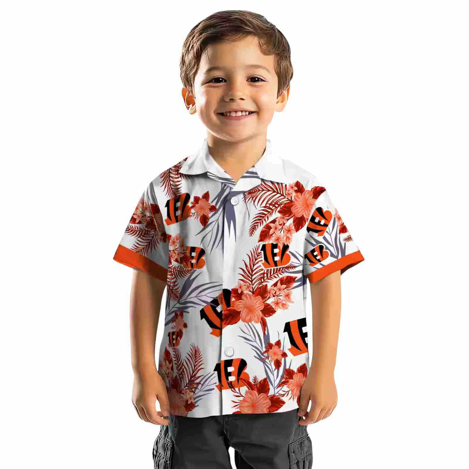 cincinnati bengals patriotic hibiscus design orange white hawaiian shirt top rated