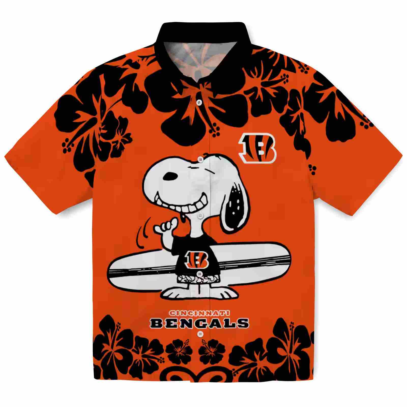 Cincinnati Bengals Snoopy Surf Orange White Hawaiian Shirt