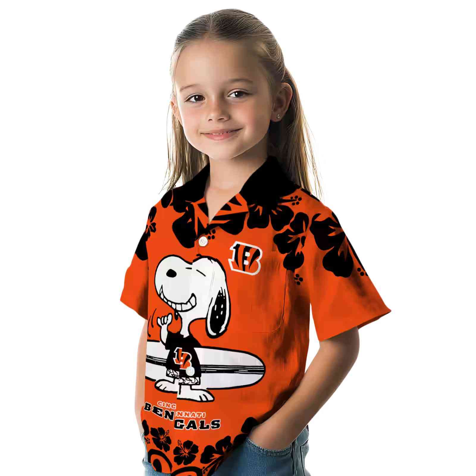 cincinnati bengals snoopy surf orange white hawaiian shirt premium grade