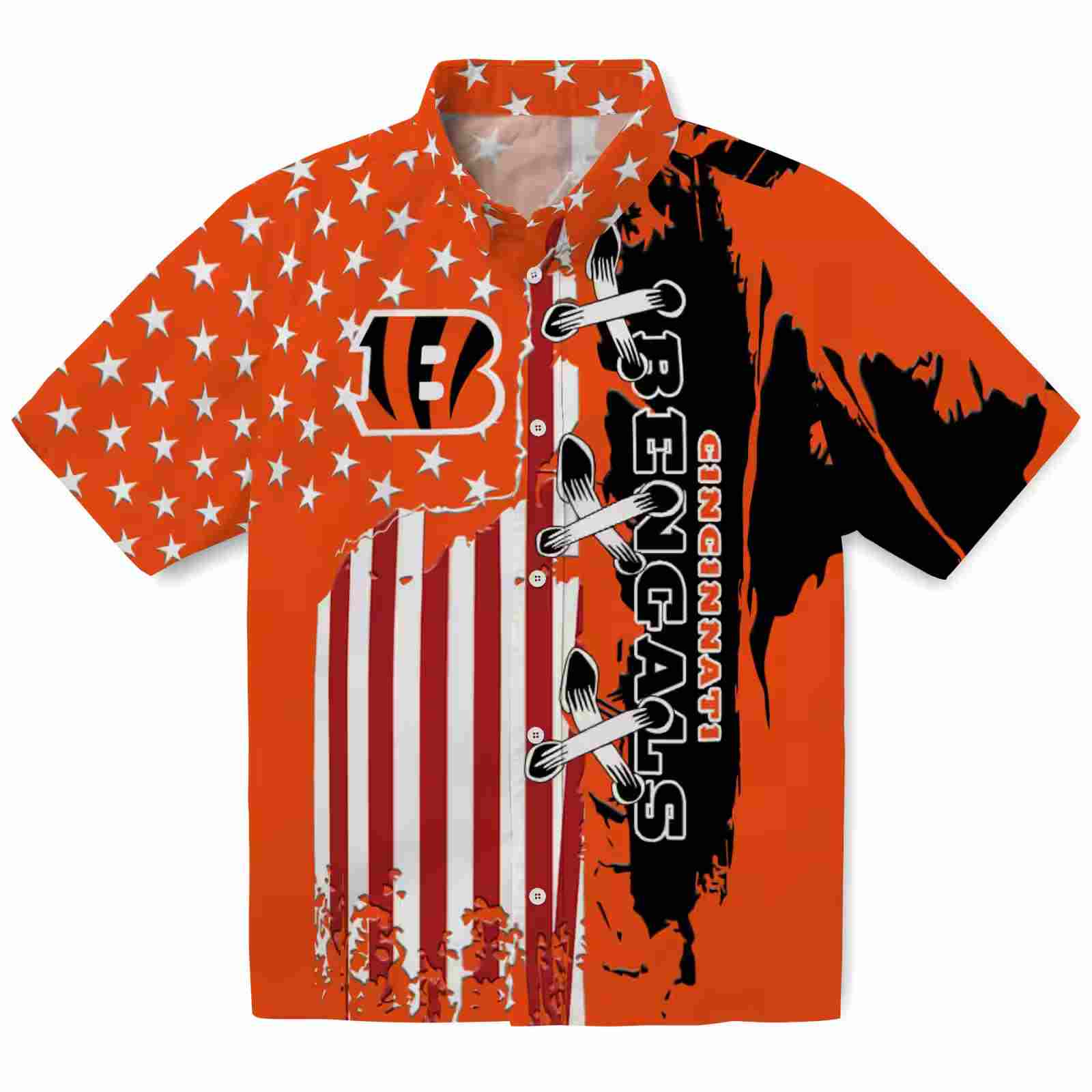 Cincinnati Bengals Stitched Flag Orange Hawaiian Shirt