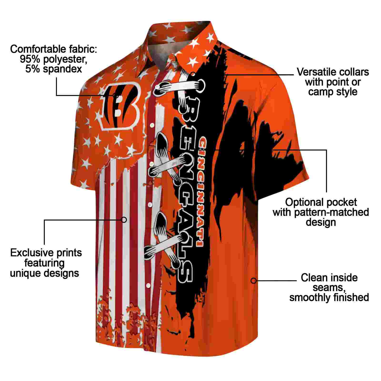 cincinnati bengals stitched flag orange hawaiian shirt new arrival