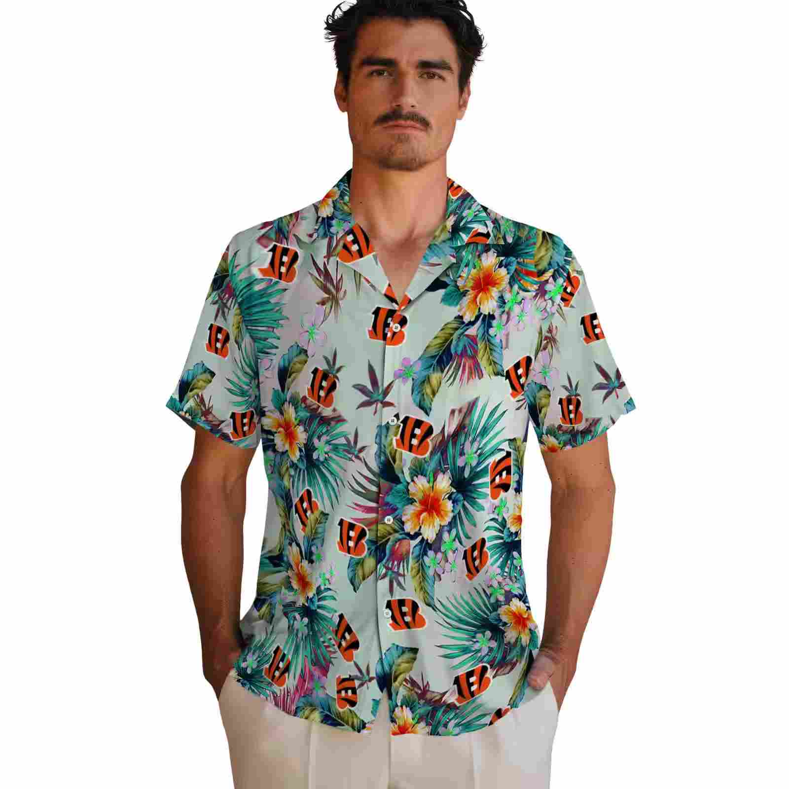 cincinnati bengals tropical foliage green hawaiian shirt fashion forward