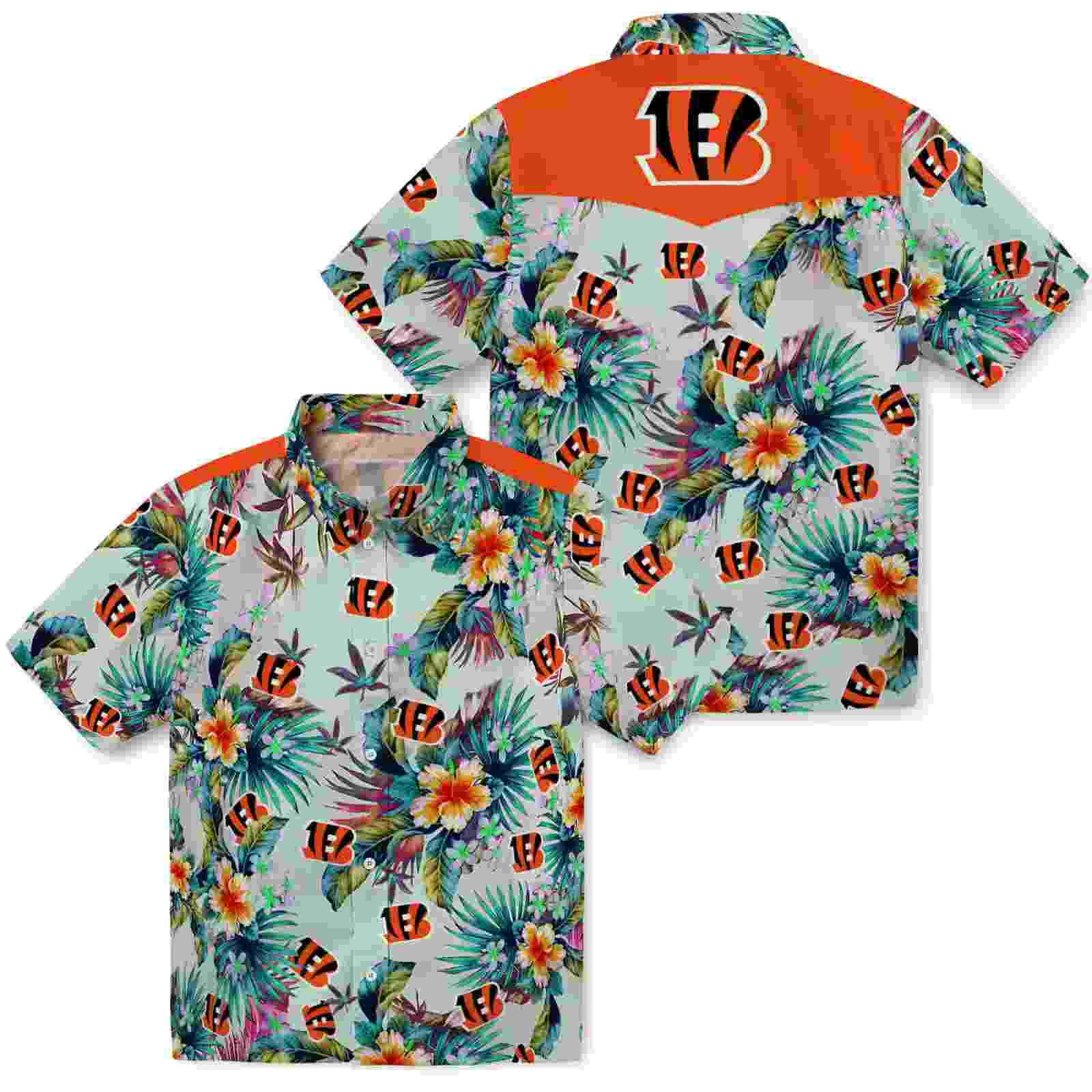 cincinnati bengals tropical foliage green hawaiian shirt high quality