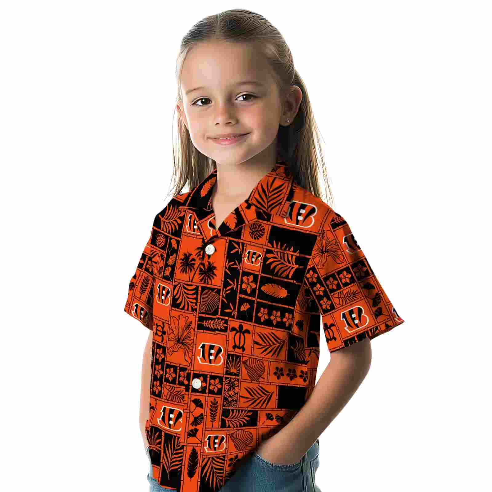 cincinnati bengals tropical patchwork orange black hawaiian shirt premium grade