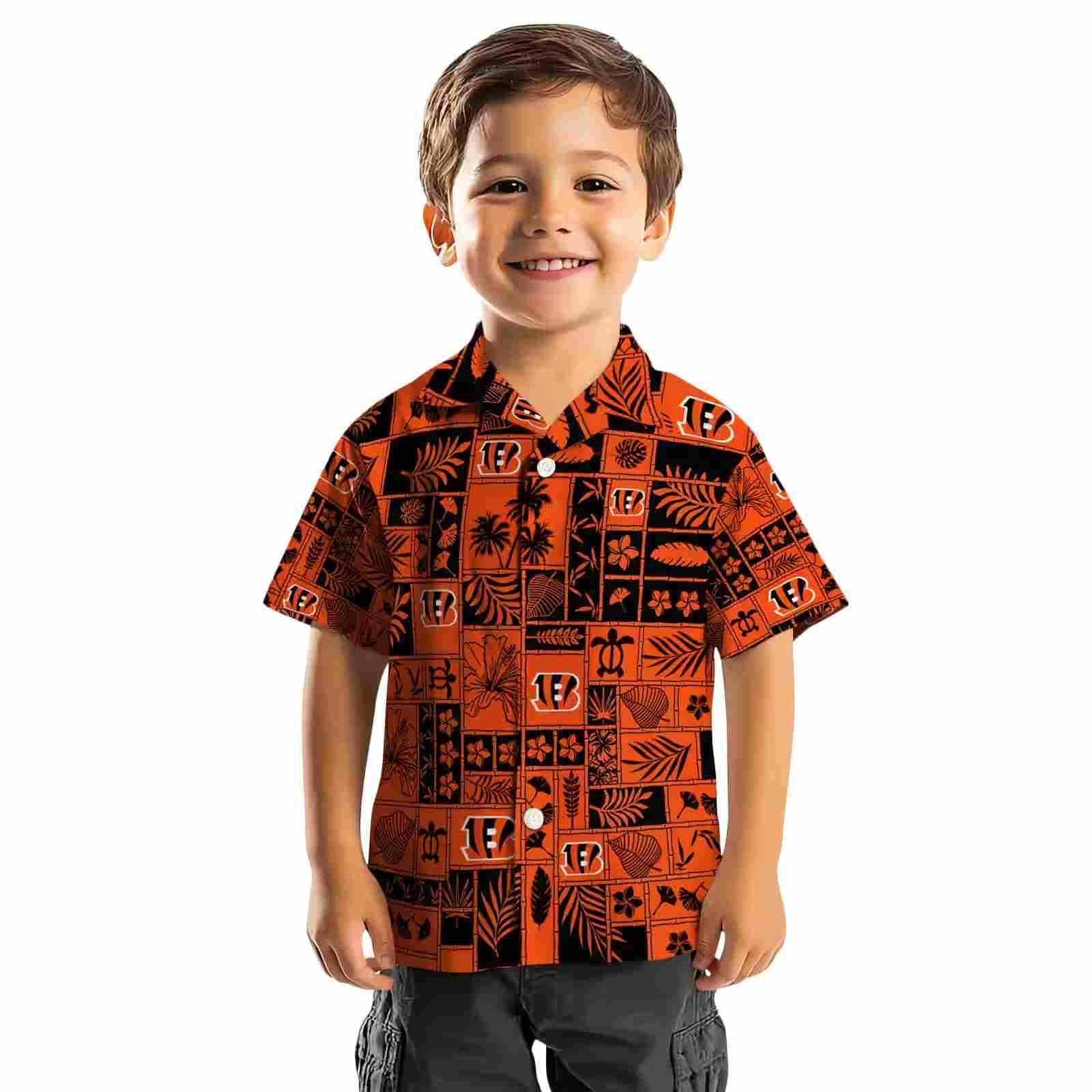 cincinnati bengals tropical patchwork orange black hawaiian shirt top rated