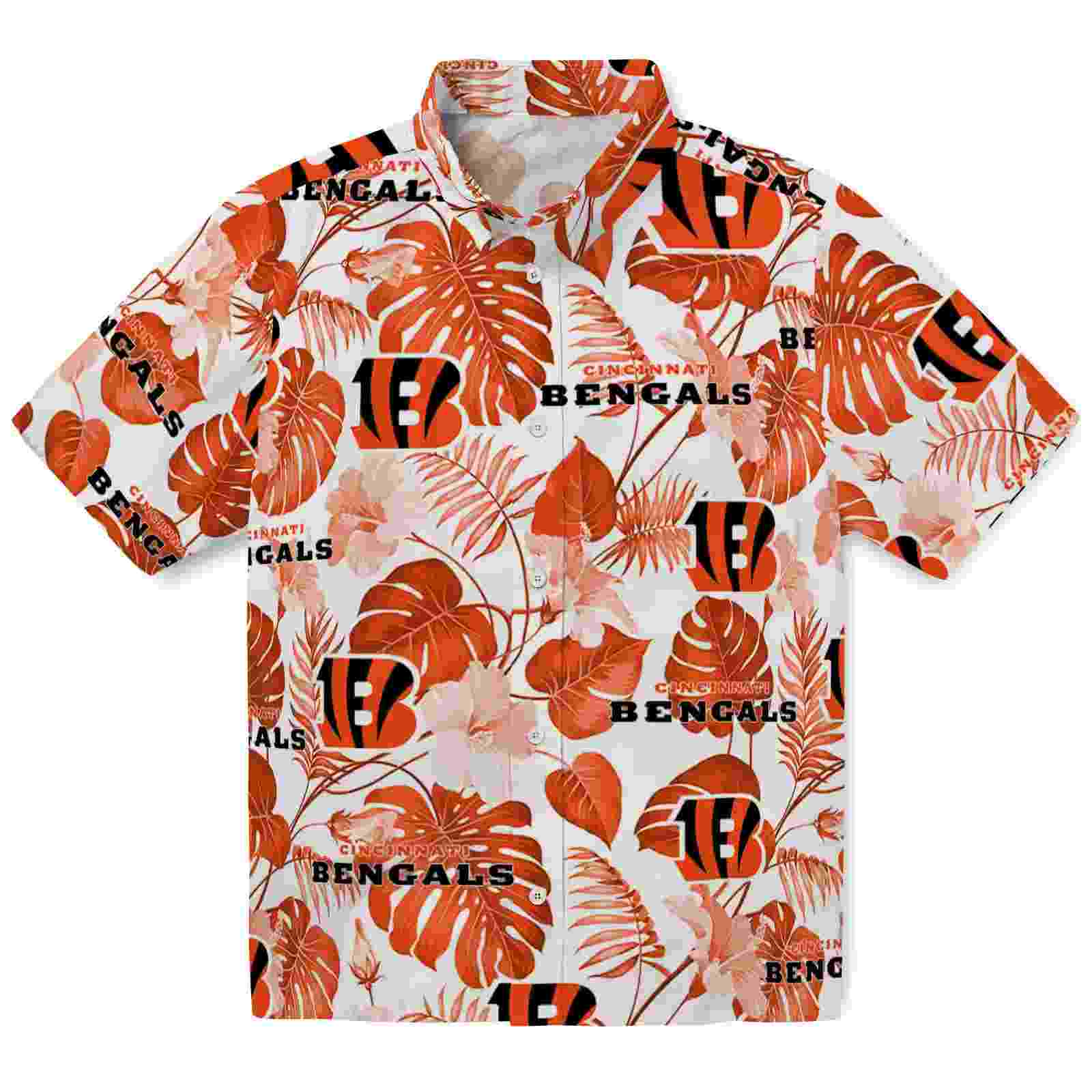 cincinnati bengals tropical plants orange white hawaiian shirt best selling