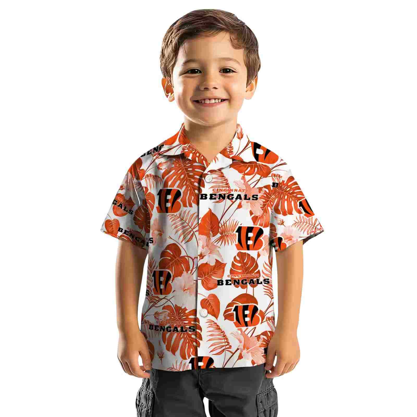 cincinnati bengals tropical plants orange white hawaiian shirt top rated