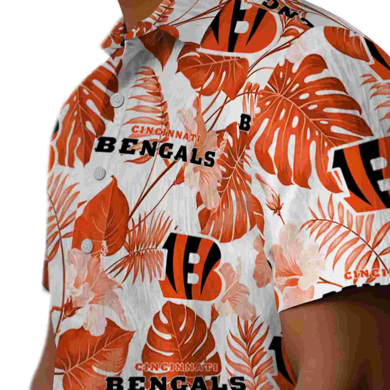 cincinnati bengals tropical plants orange white hawaiian shirt trendy