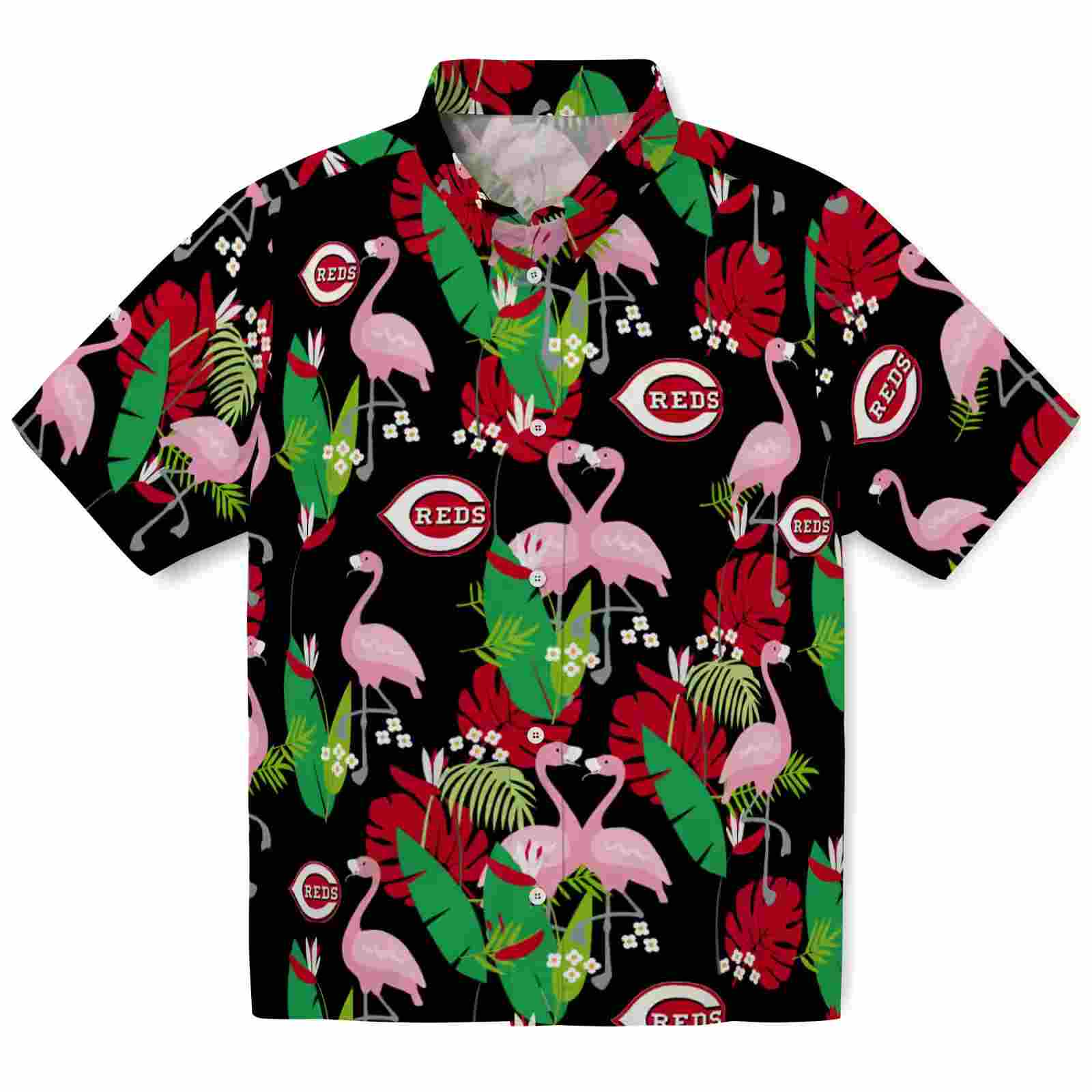 Cincinnati Reds Flamingo Foliage Red Green Hawaiian Shirt