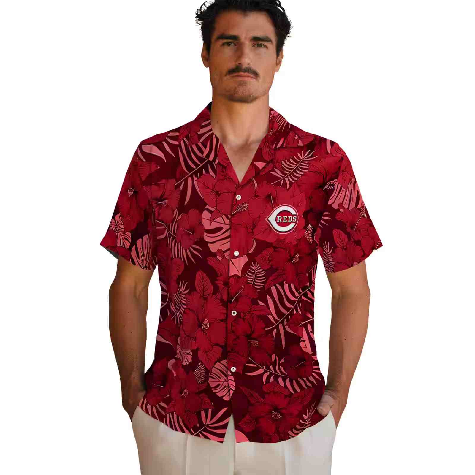 cincinnati reds jungle vibes red hawaiian shirt fashion forward