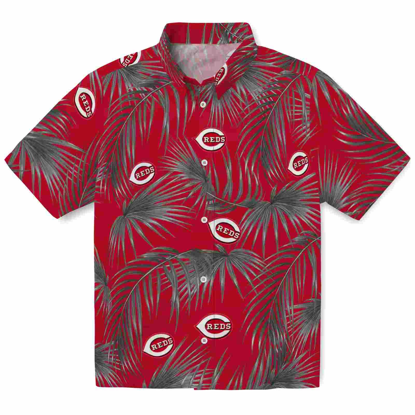 Cincinnati Reds Leafy Palms Red Hawaiian Shirt