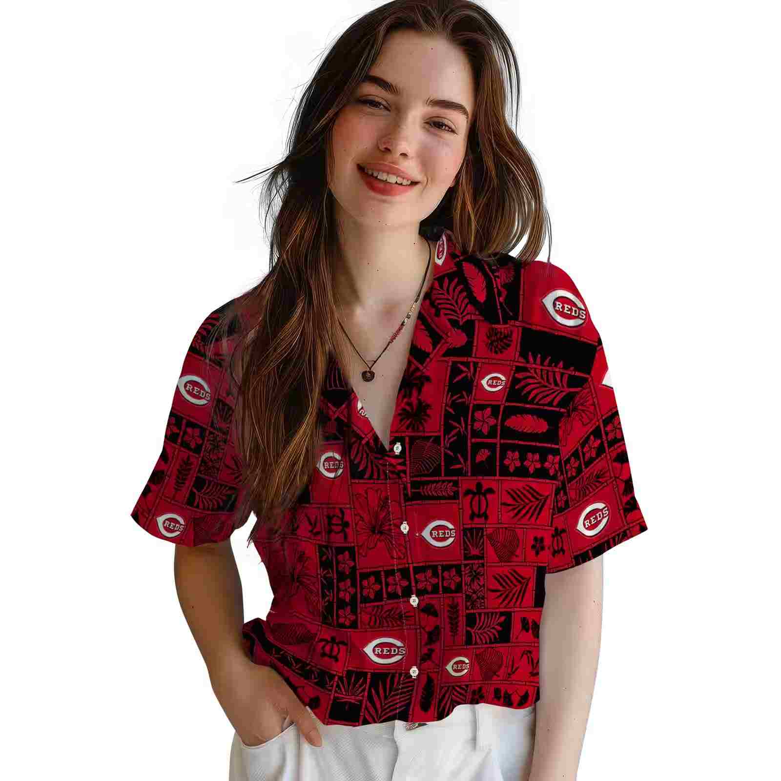 cincinnati reds tropical patchwork red black hawaiian shirt latest model