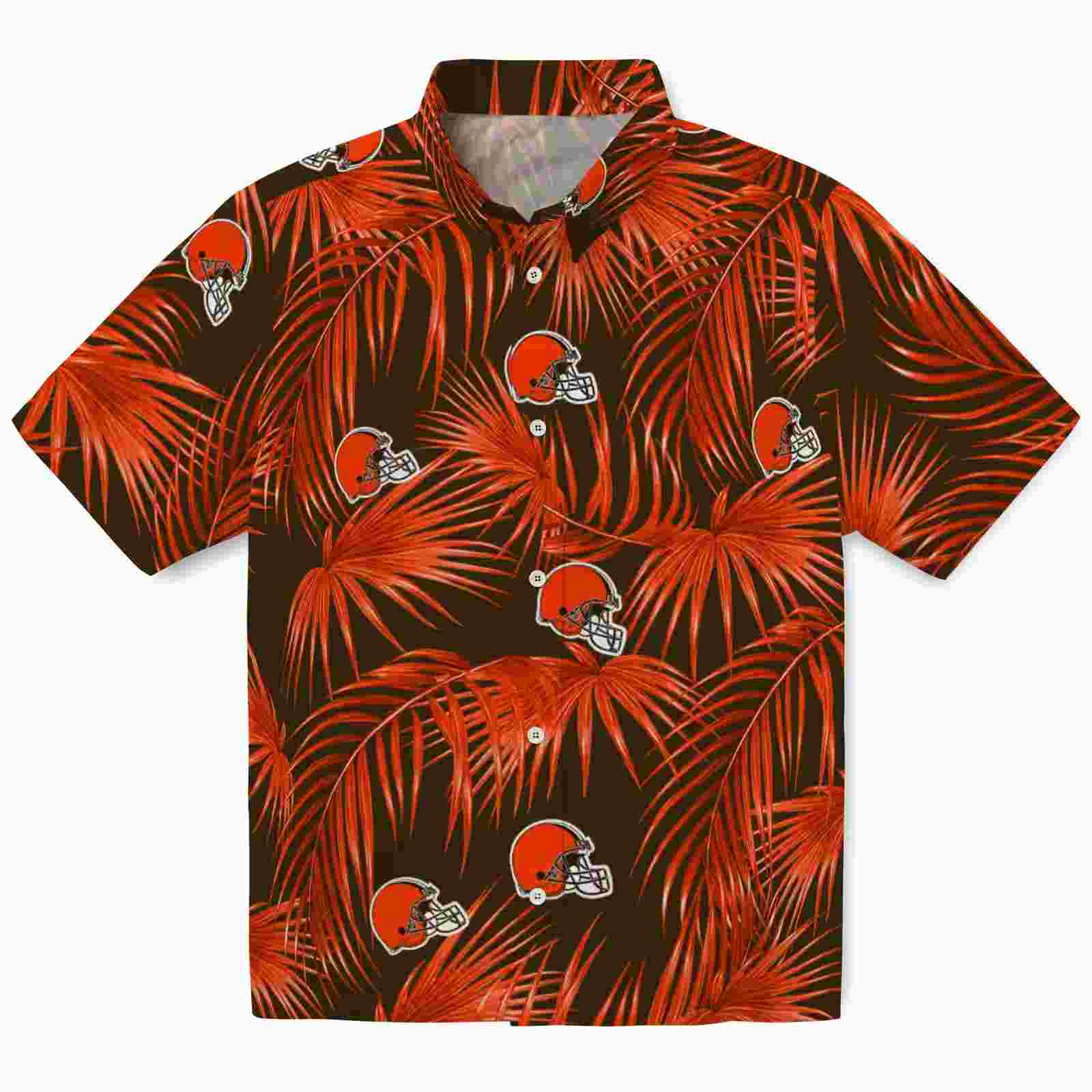 Cleveland Browns Leafy Palms Brown Hawaiian Shirt