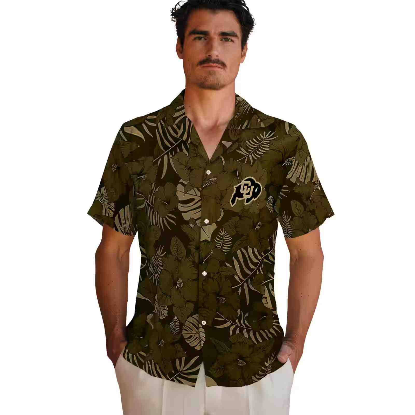 colorado buffaloes jungle vibes gold hawaiian shirt fashion forward