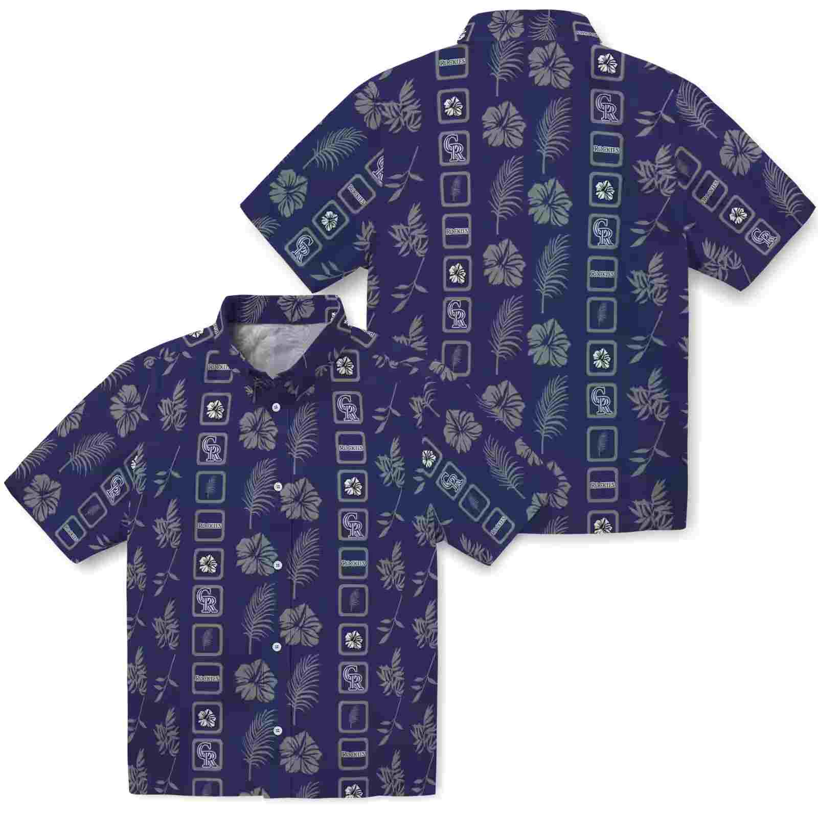 colorado rockies framed floral blue hawaiian shirt high quality