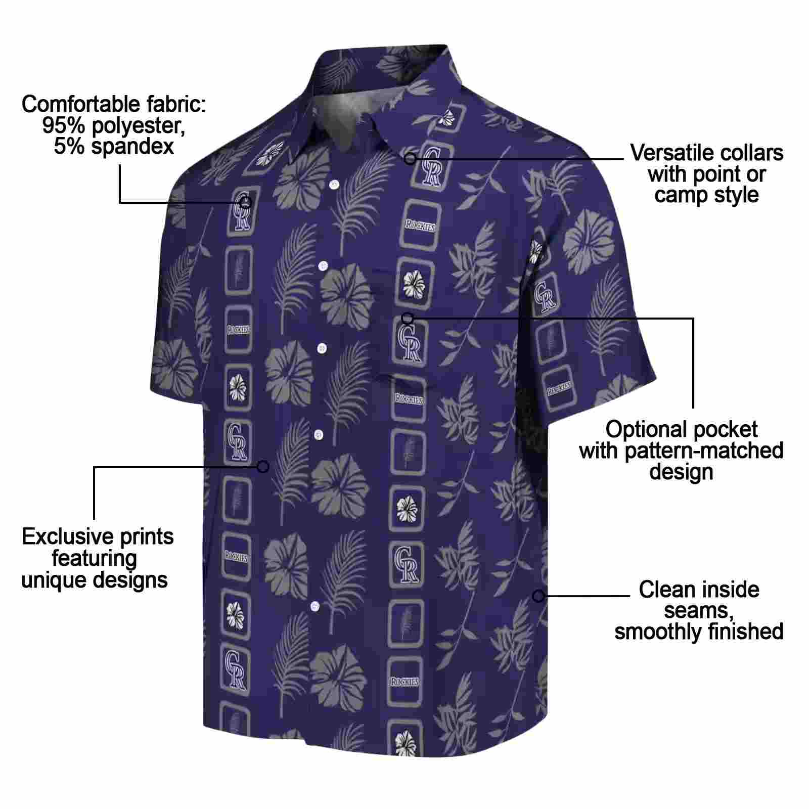 colorado rockies framed floral blue hawaiian shirt new arrival