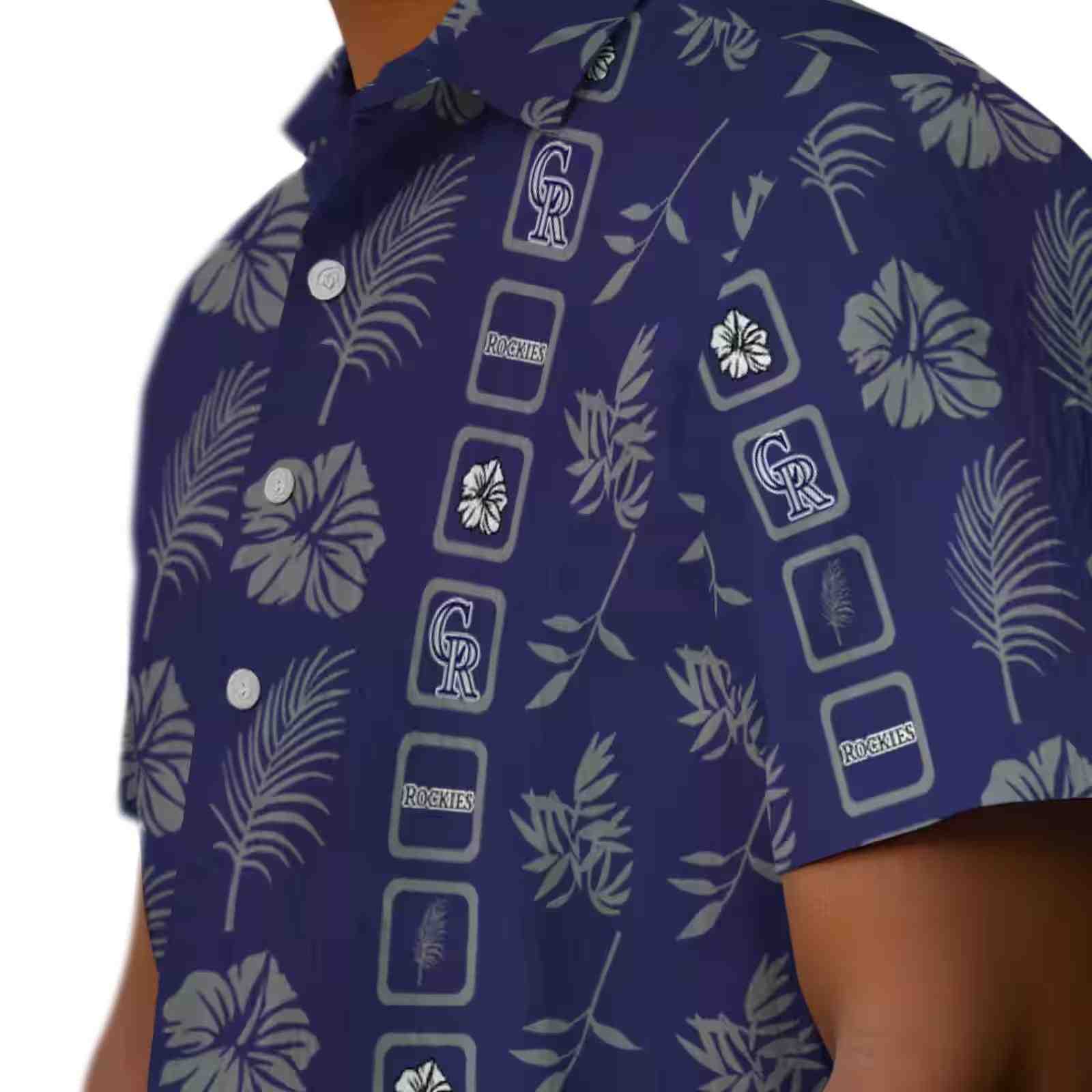 colorado rockies framed floral blue hawaiian shirt trendy