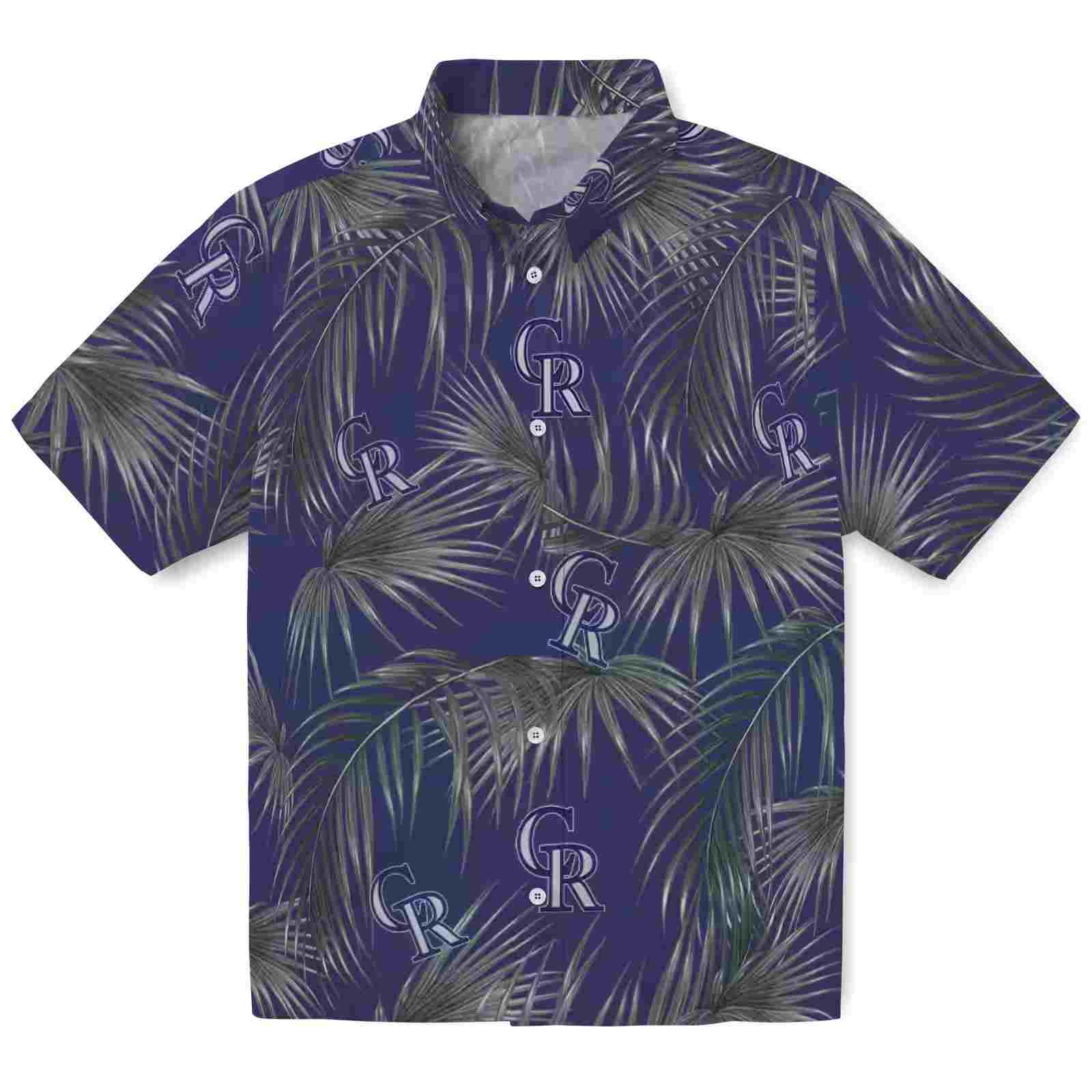 Colorado Rockies Leafy Palms Blue Hawaiian Shirt