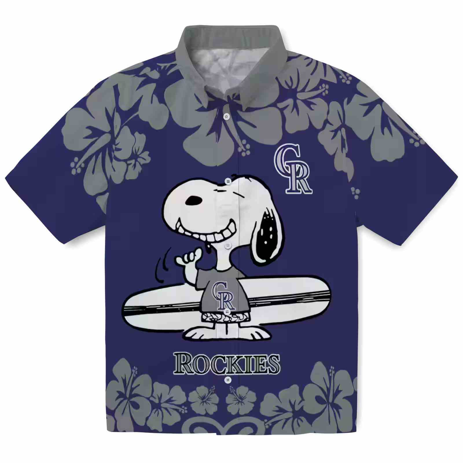 Colorado Rockies Snoopy Surf Blue White Hawaiian Shirt