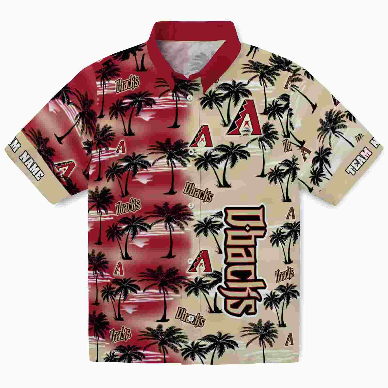 Custom Arizona Diamondbacks Palm Silhouettes Red Hawaiian Shirt