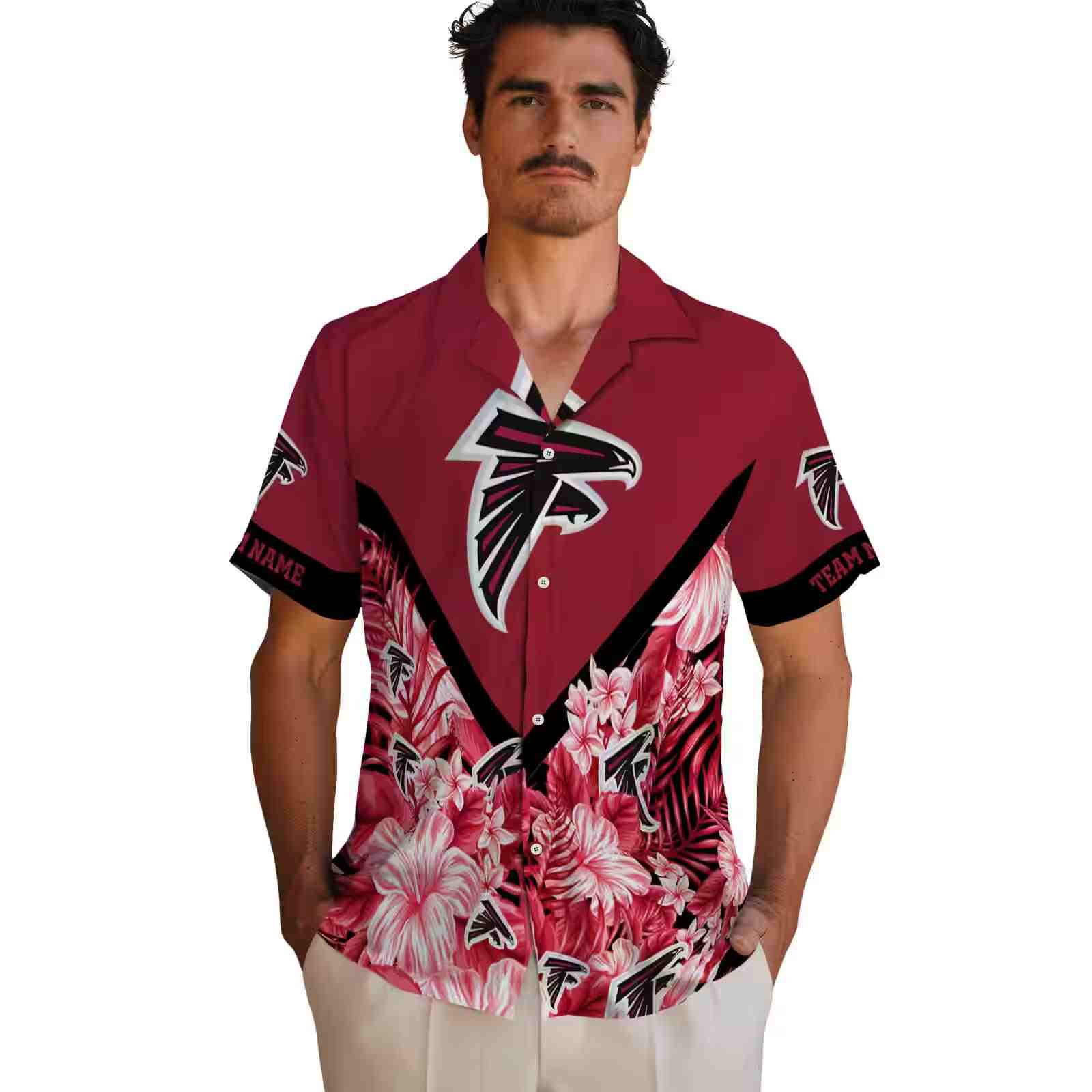 custom atlanta falcons floral chevron red hawaiian shirt fashion forward