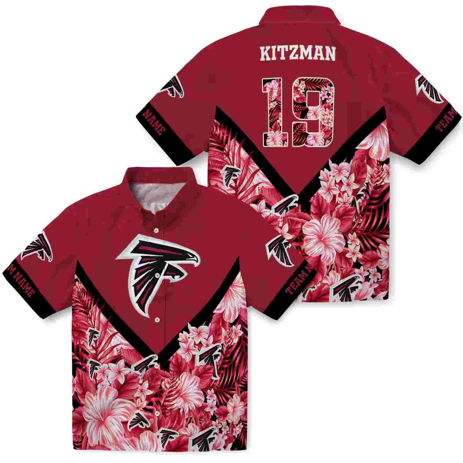 custom atlanta falcons floral chevron red hawaiian shirt high quality