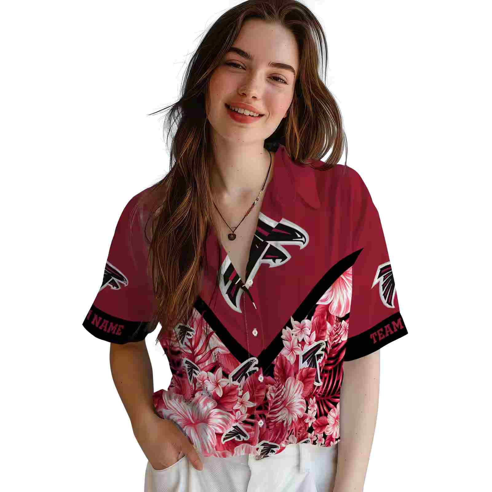 custom atlanta falcons floral chevron red hawaiian shirt latest model