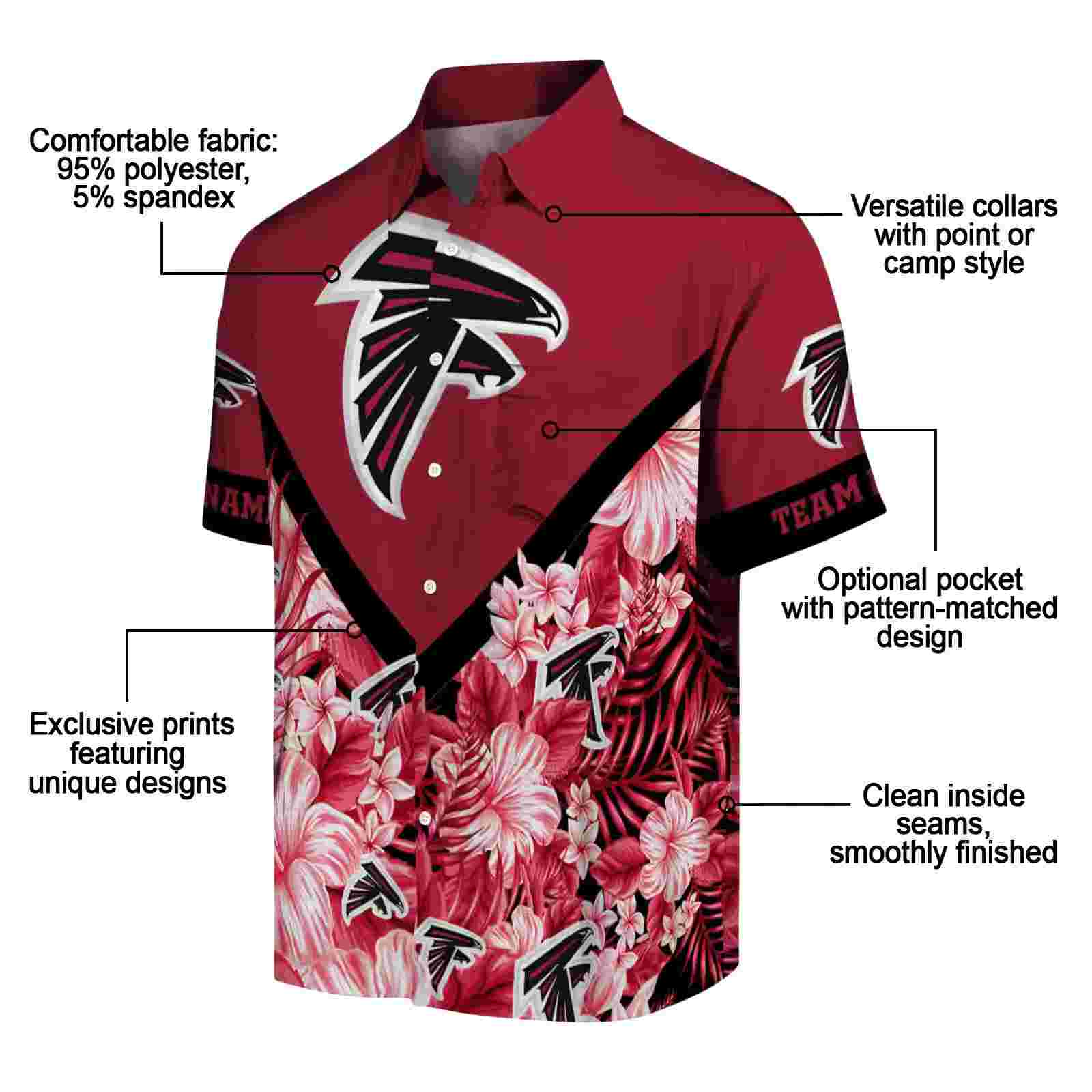 custom atlanta falcons floral chevron red hawaiian shirt new arrival