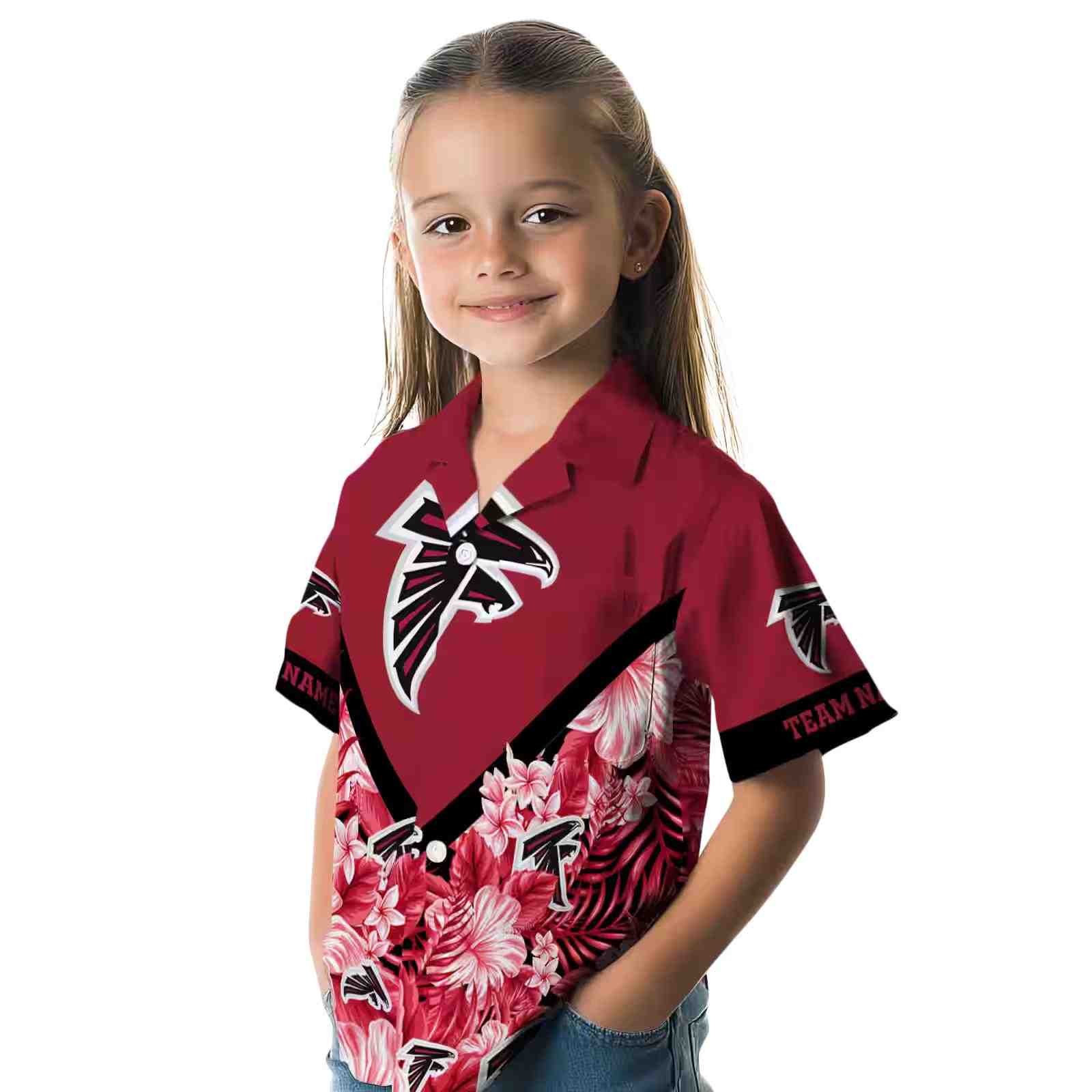 custom atlanta falcons floral chevron red hawaiian shirt premium grade