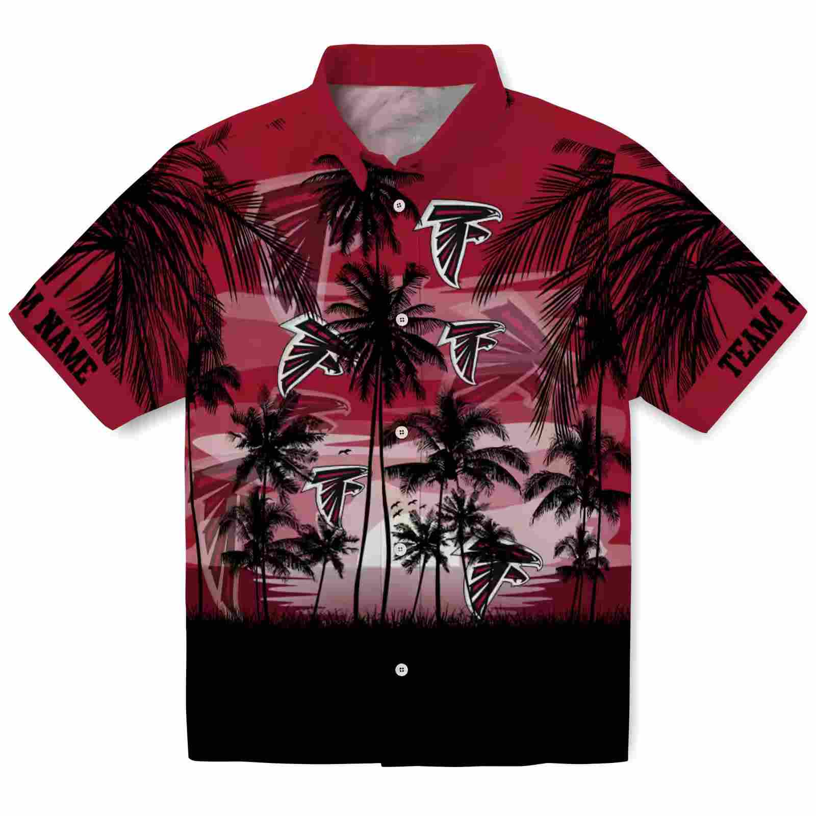 Custom Atlanta Falcons Sunset Scene Red Black Hawaiian Shirt